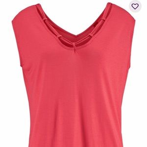 Lascana Cord Detail V-Neck Top in Coral